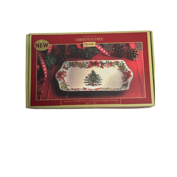 Spode Christmas Tree Dessert Tray & 4 Placemats Set - Picture 5 of 10